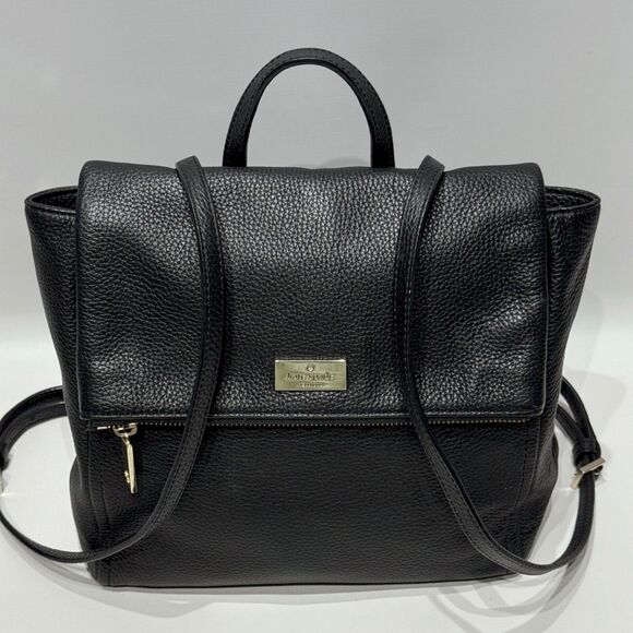 Kate Spade Highland Place Backpack Black Pebbled Leather Gold Hardware 11x10x4 - Picture 1 of 15